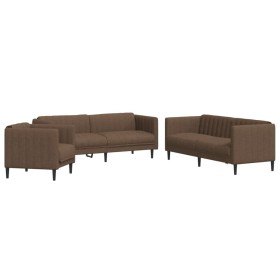 vidaXL 3-tlg. Sofagarnitur Braun Stoff