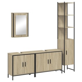 vidaXL 4-tlg. Badmöbel-Set Sonoma-Eiche Holzwerkstoff