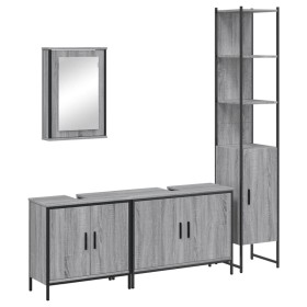 vidaXL 4-tlg. Badmöbel-Set Grau Sonoma Holzwerkstoff