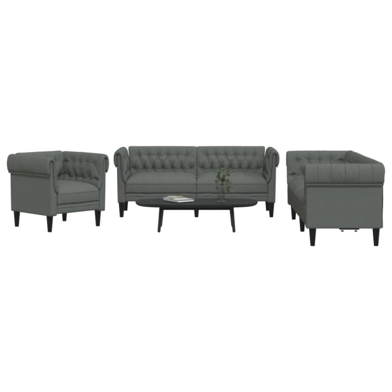 vidaXL 3-tlg. Sofagarnitur Dunkelgrau Stoff vidaXL 3-tlg. Sofagarnitur Dunkelgrau Stoff
