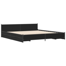 vidaXL Bettgestell mit Schubladen Schwarz 200x200 cm Holzwerkstoff
