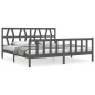 Massivholzbett mit Kopfteil Grau 200x200 cm Massivholzbett mit Kopfteil Grau 200x200 cm