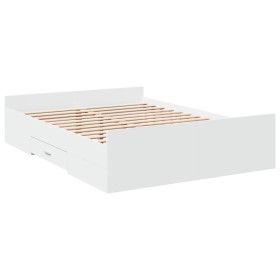 vidaXL Bettgestell mit Schubladen Weiß 135 x 190 cm Holzwerkstoff