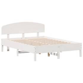vidaXL Massivholzbett mit Kopfteil Weiß 135x190 cm Kiefer