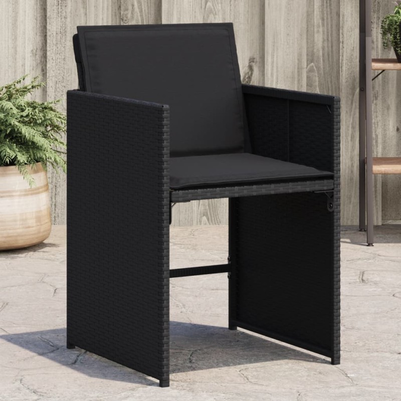 vidaXL Gartenstühle mit Kissen 4 Stk. Schwarz Poly Rattan vidaXL Gartenstühle mit Kissen 4 Stk. Schwarz Poly Rattan