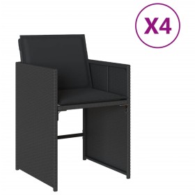 vidaXL Gartenstühle mit Kissen 4 Stk. Schwarz Poly Rattan