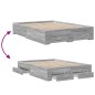 vidaXL Bettgestell mit Schubladen Grau Sonoma 135x190 cm Holzwerkstoff vidaXL Bettgestell mit Schubladen Grau Sonoma 135x190 cm Holzwerkstoff