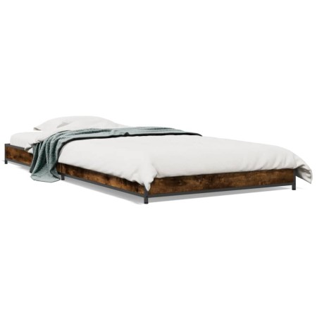 vidaXL Bettgestell Räuchereiche 100x200 cm Holzwerkstoff und Metall