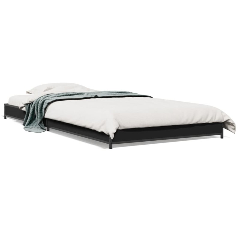 vidaXL Bettgestell Schwarz 75x190 cm Holzwerkstoff und Metall vidaXL Bettgestell Schwarz 75x190 cm Holzwerkstoff und Metall