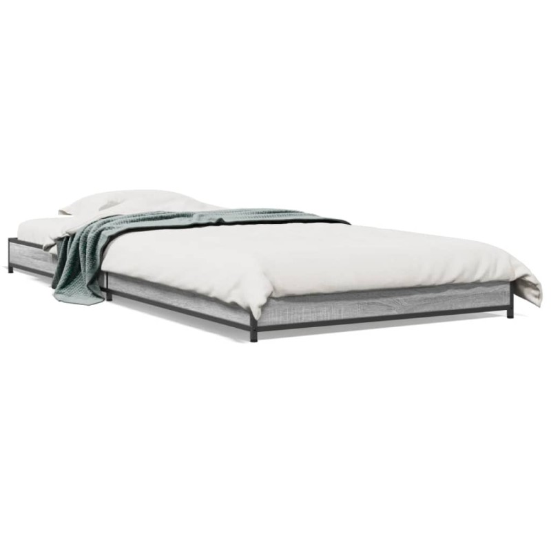 vidaXL Bettgestell Grau Sonoma 90x190 cm Holzwerkstoff und Metall vidaXL Bettgestell Grau Sonoma 90x190 cm Holzwerkstoff und Metall