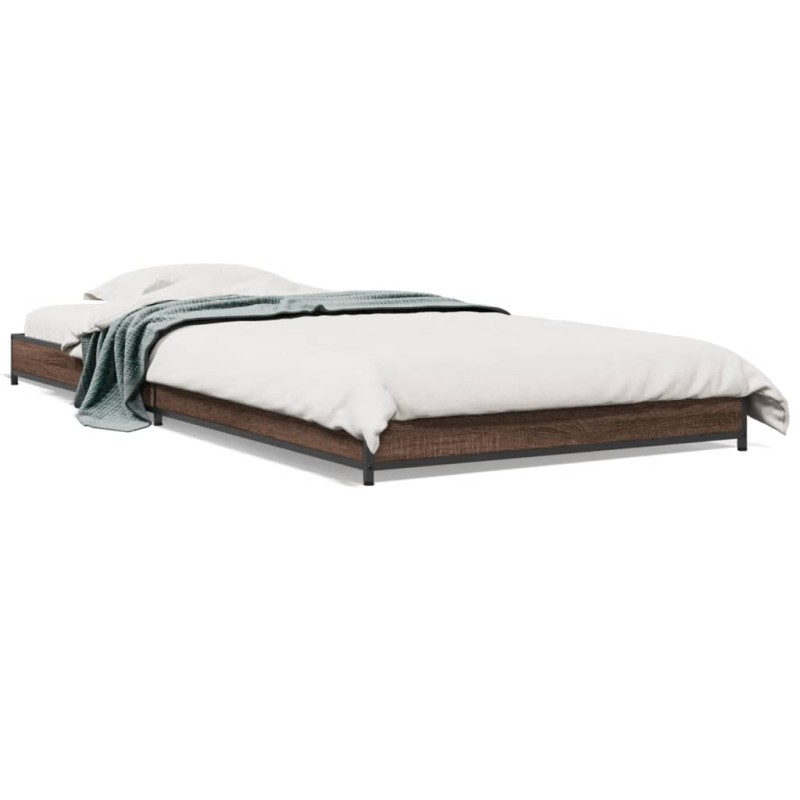 vidaXL Bettgestell Braun Eichen-Optik 75x190 cm Holzwerkstoff Metall vidaXL Bettgestell Braun Eichen-Optik 75x190 cm Holzwerkstoff Metall