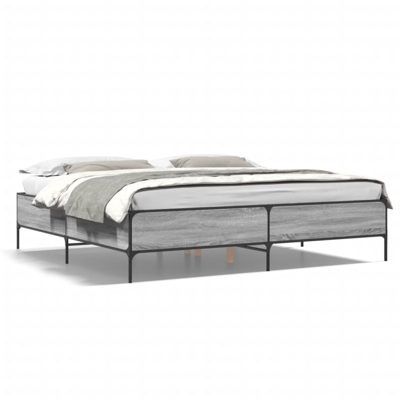 vidaXL Bettgestell Grau Sonoma 180x200 cm Holzwerkstoff und Metall vidaXL Bettgestell Grau Sonoma 180x200 cm Holzwerkstoff und Metall