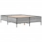 vidaXL Bettgestell Grau Sonoma 135x190 cm Holzwerkstoff und Metall vidaXL Bettgestell Grau Sonoma 135x190 cm Holzwerkstoff und Metall
