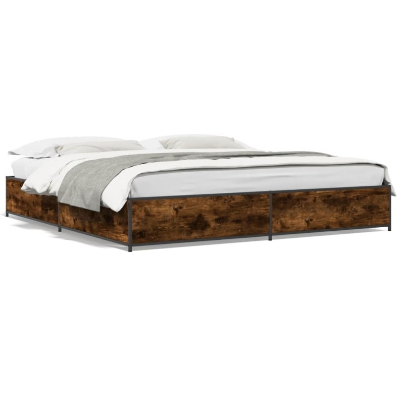 vidaXL Bettgestell Räuchereiche 180x200 cm Holzwerkstoff und Metall vidaXL Bettgestell Räuchereiche 180x200 cm Holzwerkstoff und Metall