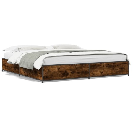 vidaXL Bettgestell Räuchereiche 160x200 cm Holzwerkstoff und Metall