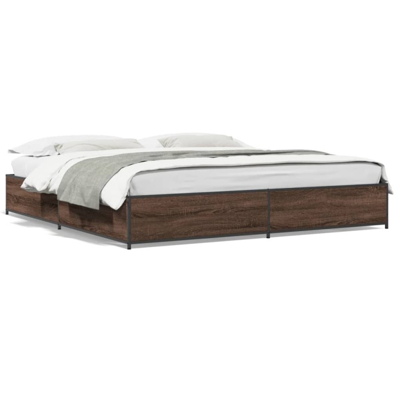 vidaXL Bettgestell Braun Eichen-Optik 160x200 cm Holzwerkstoff Metall vidaXL Bettgestell Braun Eichen-Optik 160x200 cm Holzwerkstoff Metall