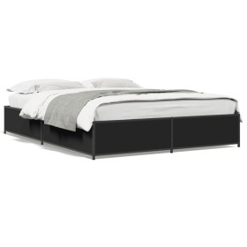 vidaXL Bettgestell Schwarz 120x190 cm Holzwerkstoff und Metall