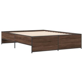vidaXL Bettgestell Braun Eichen-Optik 160x200 cm Holzwerkstoff Metall