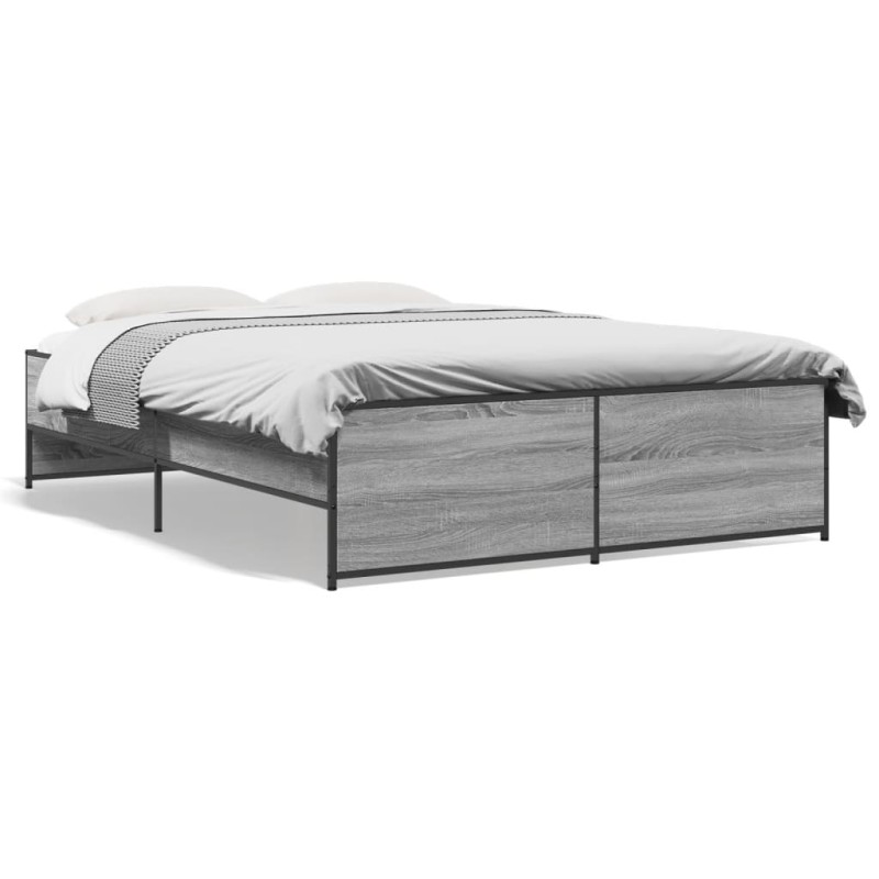 vidaXL Bettgestell Grau Sonoma 120x200 cm Holzwerkstoff und Metall vidaXL Bettgestell Grau Sonoma 120x200 cm Holzwerkstoff und Metall