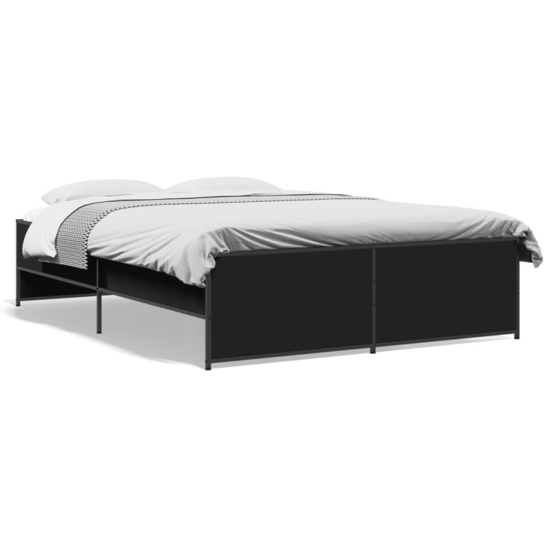 vidaXL Bettgestell Schwarz 140x190 cm Holzwerkstoff und Metall vidaXL Bettgestell Schwarz 140x190 cm Holzwerkstoff und Metall