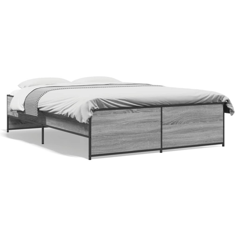 vidaXL Bettgestell Grau Sonoma 120x190 cm Holzwerkstoff und Metall vidaXL Bettgestell Grau Sonoma 120x190 cm Holzwerkstoff und Metall