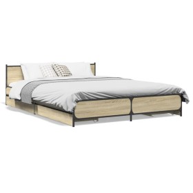 vidaXL Bettgestell mit Schubladen Sonoma-Eiche 140x200cm Holzwerkstoff