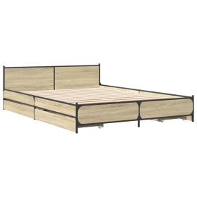 vidaXL Bettgestell mit Schubladen Sonoma-Eiche 140x200cm Holzwerkstoff