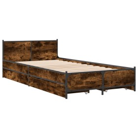 vidaXL Bettgestell mit Schubladen Räuchereiche 90x190 cm Holzwerkstoff