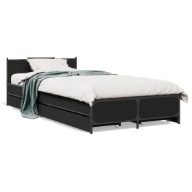vidaXL Bettgestell mit Schubladen Schwarz 90x200 cm Holzwerkstoff