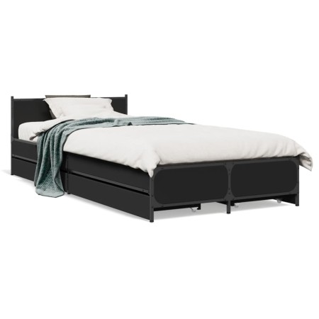 vidaXL Bettgestell mit Schubladen Schwarz 90x200 cm Holzwerkstoff