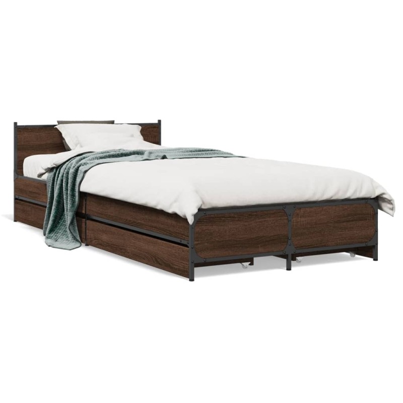 vidaXL Bettgestell mit Schubladen Braun Eichen-Optik 90x200 cm vidaXL Bettgestell mit Schubladen Braun Eichen-Optik 90x200 cm