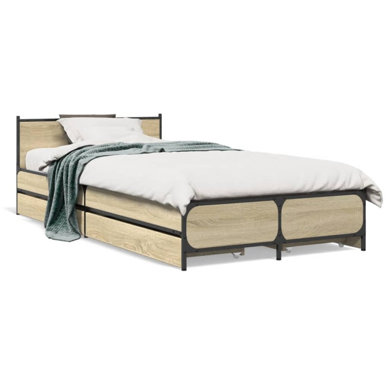 vidaXL Bettgestell mit Schubladen Sonoma-Eiche 75x190 cm Holzwerkstoff vidaXL Bettgestell mit Schubladen Sonoma-Eiche 75x190 cm Holzwerkstoff