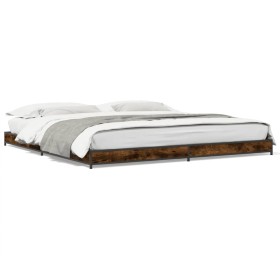 vidaXL Bettgestell Räuchereiche 160x200 cm Holzwerkstoff und Metall