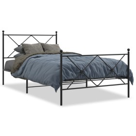 vidaXL Bettgestell mit Kopf- und Fußteil Metall Schwarz 107x203 cm