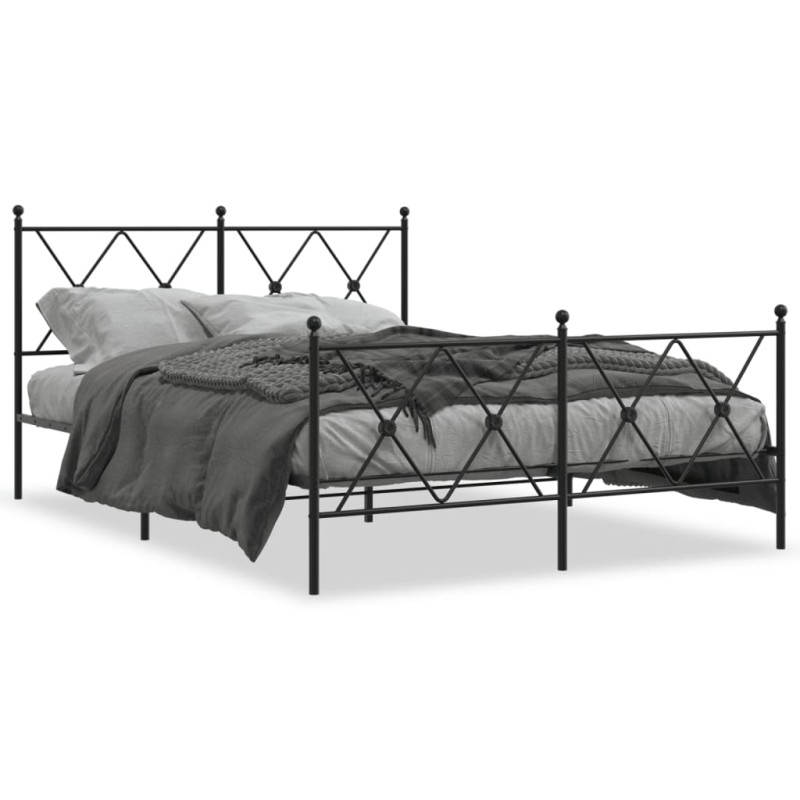 vidaXL Bettgestell mit Kopf- und Fußteil Metall Schwarz 140x200 cm vidaXL Bettgestell mit Kopf- und Fußteil Metall Schwarz 140x200 cm