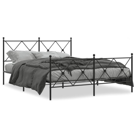 vidaXL Bettgestell mit Kopf- und Fußteil Metall Schwarz 160x200 cm