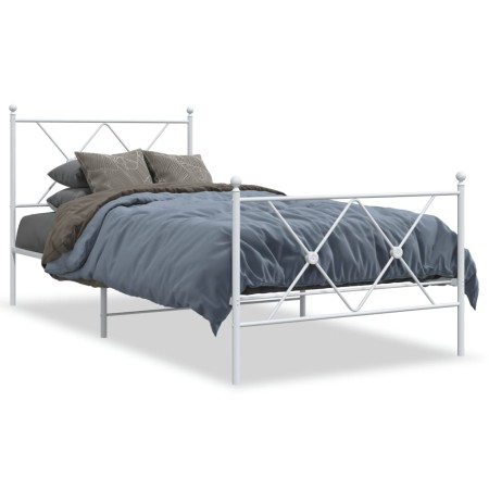 vidaXL Bettgestell mit Kopf- und Fußteil Metall Weiß 90x190 cm