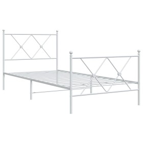 vidaXL Bettgestell mit Kopf- und Fußteil Metall Weiß 90x190 cm