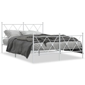 vidaXL Bettgestell mit Kopf- und Fußteil Metall Weiß 137x190 cm