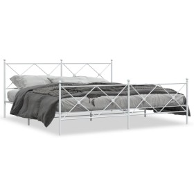 vidaXL Bettgestell mit Kopf- und Fußteil Metall Weiß 193x203 cm
