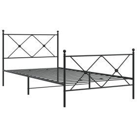 vidaXL Bettgestell mit Kopf- und Fußteil Metall Schwarz 100x190 cm