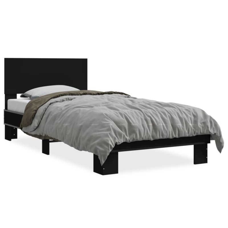 vidaXL Bettgestell Schwarz 90x190 cm Holzwerkstoff und Metall vidaXL Bettgestell Schwarz 90x190 cm Holzwerkstoff und Metall