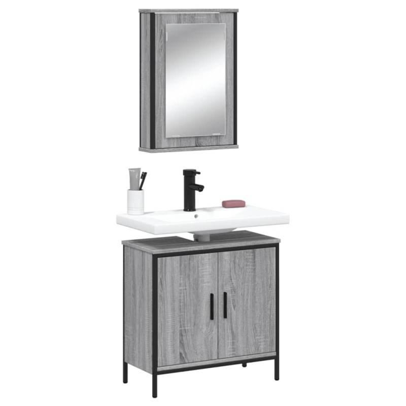 vidaXL 2-tlg. Badmöbel-Set Grau Sonoma Holzwerkstoff vidaXL 2-tlg. Badmöbel-Set Grau Sonoma Holzwerkstoff