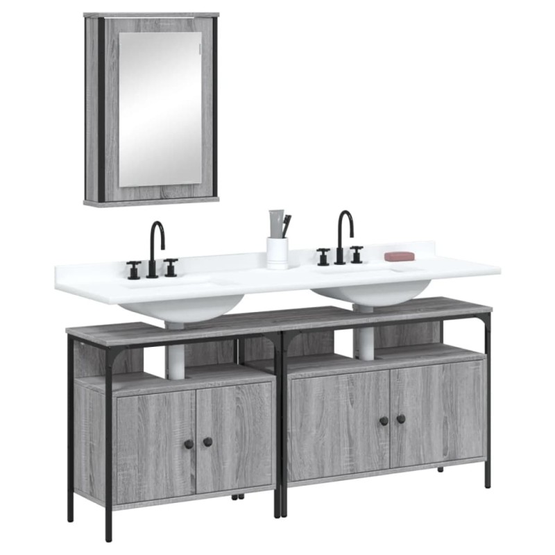 vidaXL 3-tlg. Badmöbel-Set Grau Sonoma Holzwerkstoff vidaXL 3-tlg. Badmöbel-Set Grau Sonoma Holzwerkstoff
