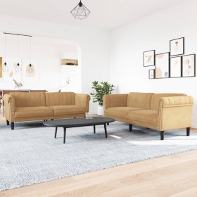 vidaXL 2-tlg. Sofagarnitur Braun Samt