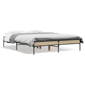 vidaXL Bettgestell Sonoma-Eiche 120x200 cm Holzwerkstoff und Metall