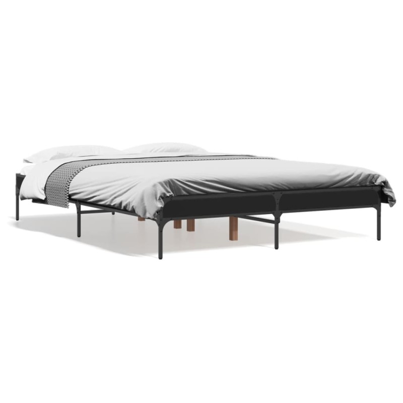 vidaXL Bettgestell Schwarz 140x190 cm Holzwerkstoff und Metall vidaXL Bettgestell Schwarz 140x190 cm Holzwerkstoff und Metall