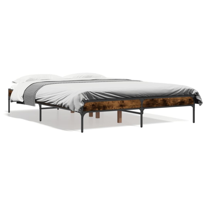 vidaXL Bettgestell Räuchereiche 120x190 cm Holzwerkstoff und Metall vidaXL Bettgestell Räuchereiche 120x190 cm Holzwerkstoff und Metall