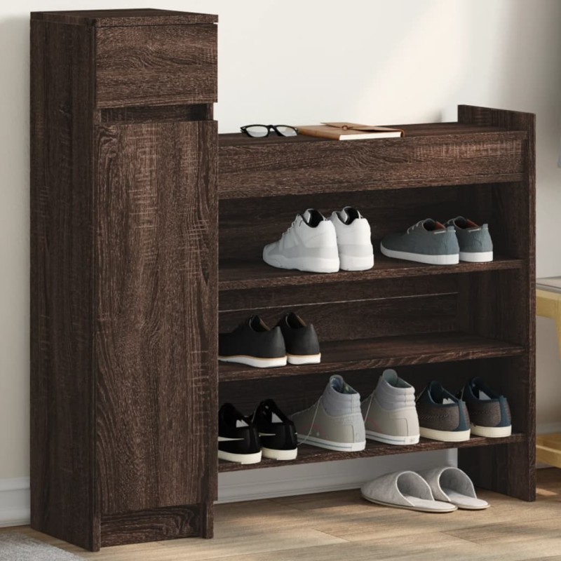 vidaXL Schuhschrank Braun Eichen-Optik 100,5x28x100 cm Holzwerkstoff vidaXL Schuhschrank Braun Eichen-Optik 100,5x28x100 cm Holzwerkstoff