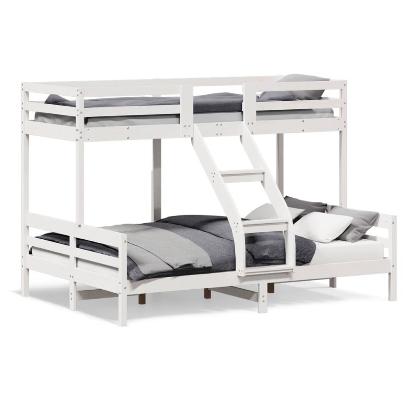 vidaXL Etagenbett 90x200/140x200 cm Weiß Massivholz Kiefer vidaXL Etagenbett 90x200/140x200 cm Weiß Massivholz Kiefer